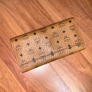 Authentic MCM Long Flap Leather Wallet - Like New